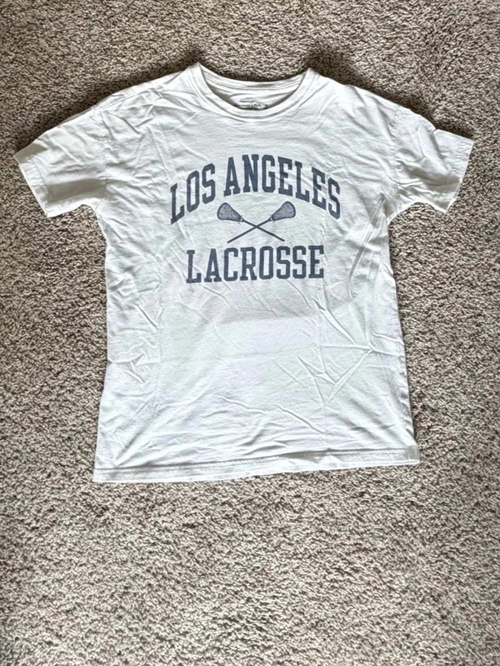 Abercrombie Soft AF White Cotton Boyfriend Tee LA Los Angeles Lacrosse Size XS - Picture 3 of 3